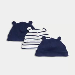 3-Pack Striped and Ear Cotton Hats